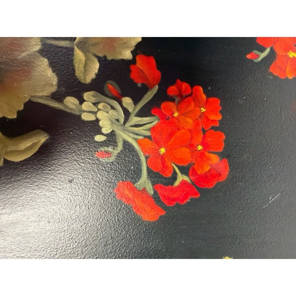 Vintage Hand-Painted‎ Geranium Floral Wooden Decorative Cutting Board by Lorelle